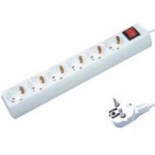 Power strip 6 outlets 3x1.5 1.5m cable - white