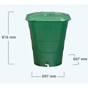 Water barrel, rectangular, green, capacity 203L