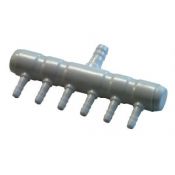 Plastic manifold for air/nutrients, 6 outlets, diameter 4mm