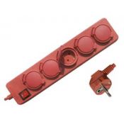 Power strip 5 outlets, industrial 3CH1.5-1.5m cable, red