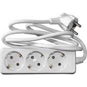 Power strip 3 outlets 3x1.5m, cable 1.5m - white 