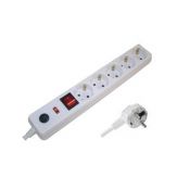 Power strip 5 outlets with overvoltage protection socket 3x1.5 1.5m cable - white