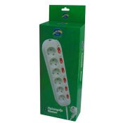 Power strip 6 outlets with protection 3x1.50, cable 1.3m - white